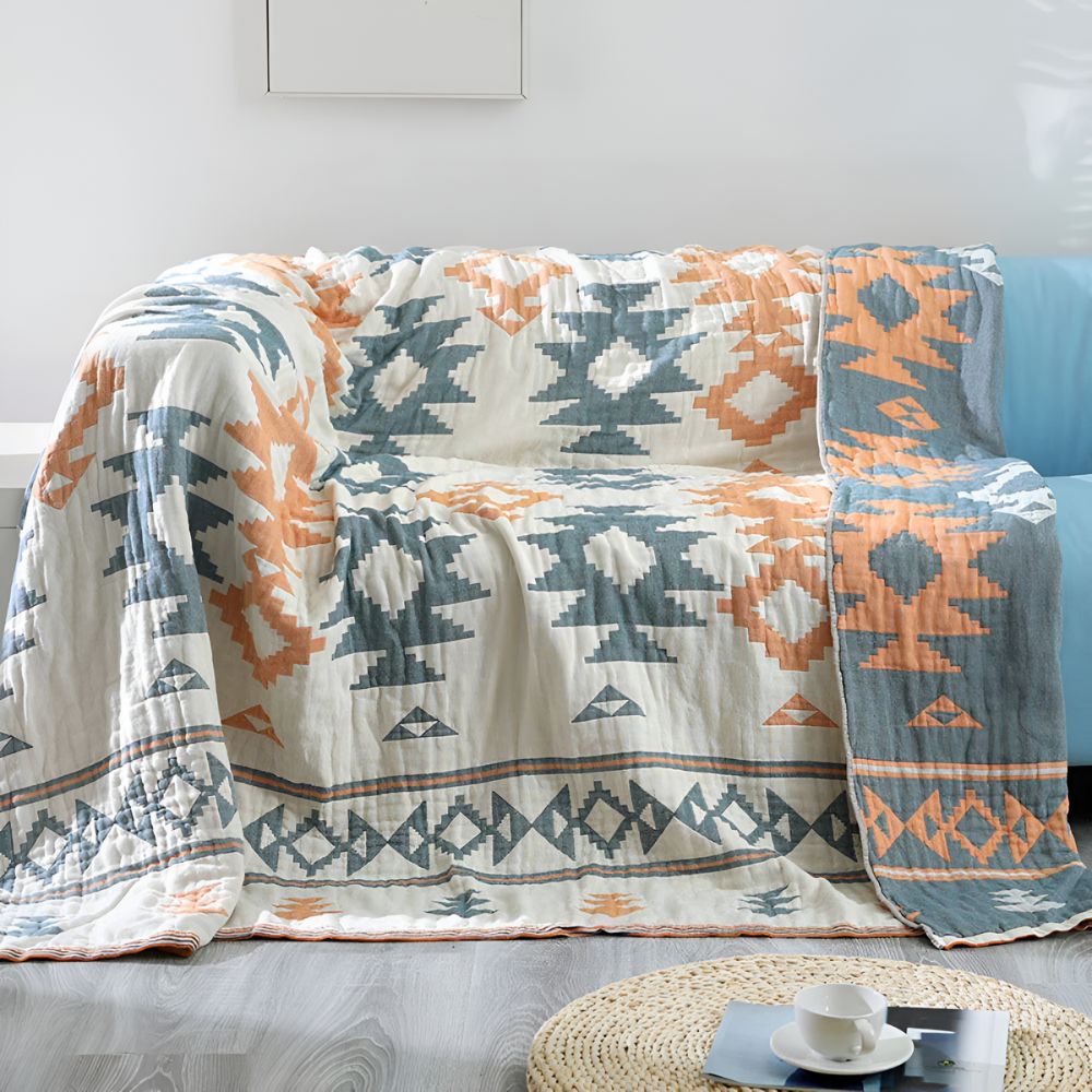 Reversible Geometric Blanket Couch Cover
