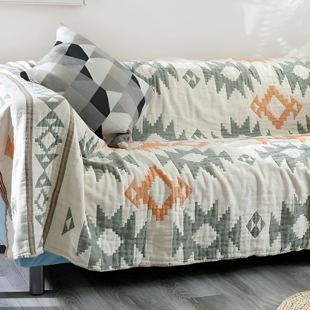 Reversible Geometric Blanket Couch Cover