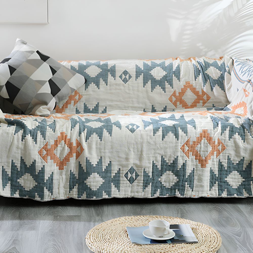 Reversible Geometric Blanket Couch Cover