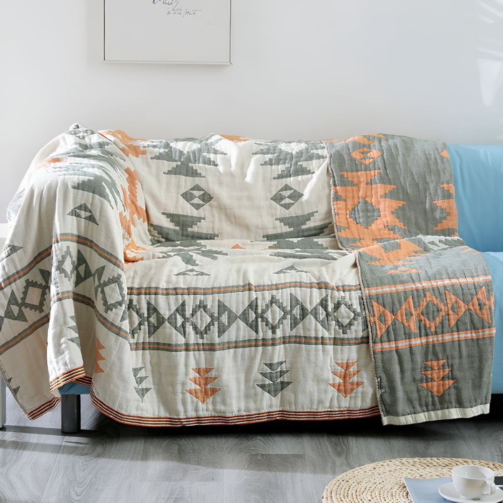 Reversible Geometric Blanket Couch Cover