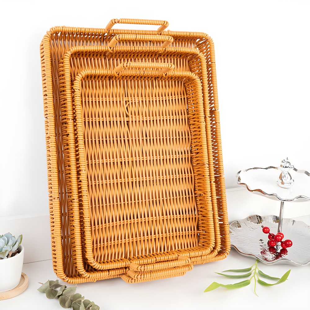 Rustic Weave Rattan Design Tray