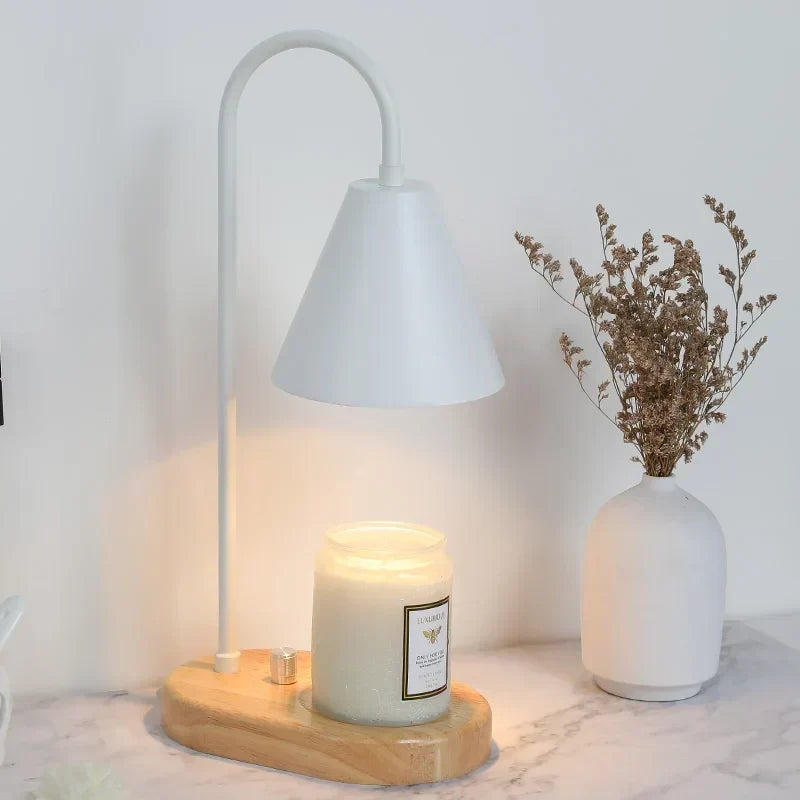 Dimmable Candle Wax Warmer Table Lamp With Metal Shade
