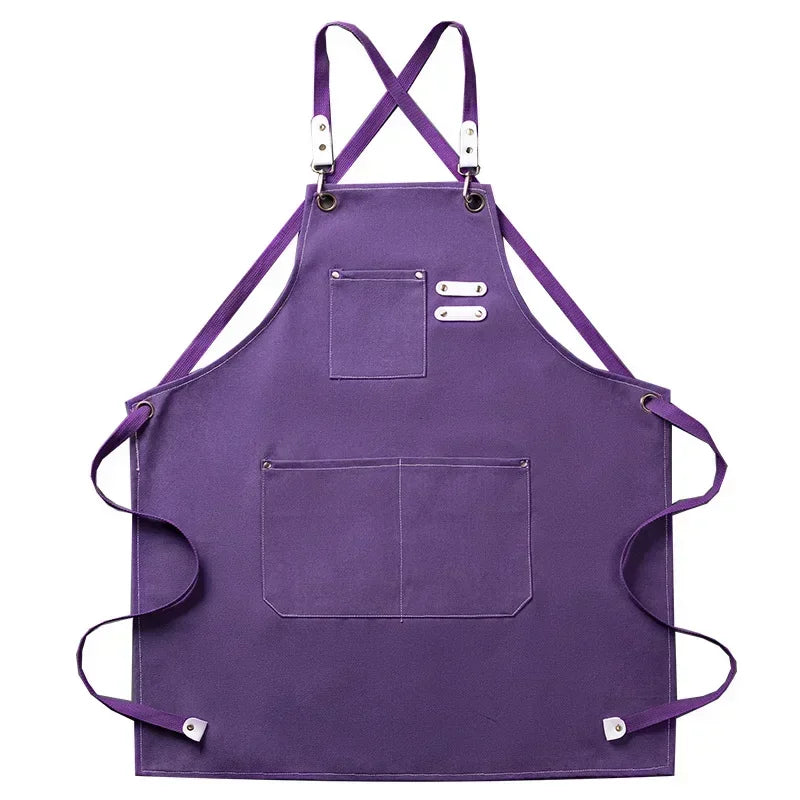 Canvas Apron Unisex Chef Work Apron Pockets Adjustable Durable