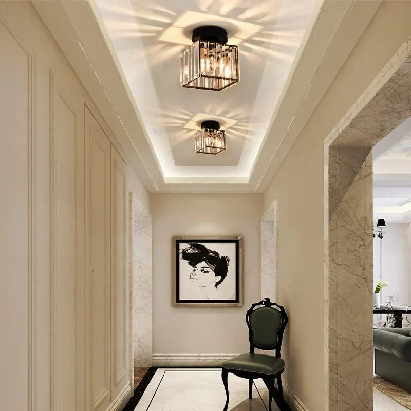 Modern Crystal Ceiling Light Glam Flush Mount Glass Lamp