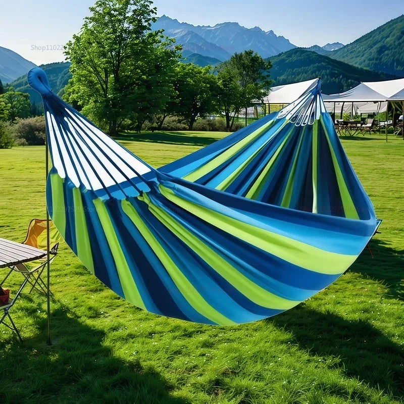 Canvas Hammock | Striped Double Swing Bed – Indoor & Outdoor Camping Hammock