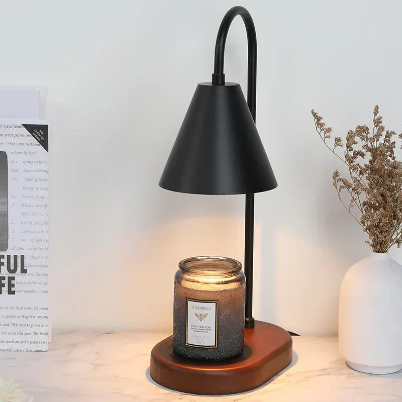 Dimmable Candle Wax Warmer Table Lamp With Metal Shade