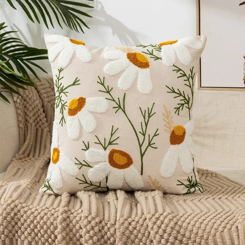 Floral Cushion Cover Embroidered Pillow Case Decorative Cover