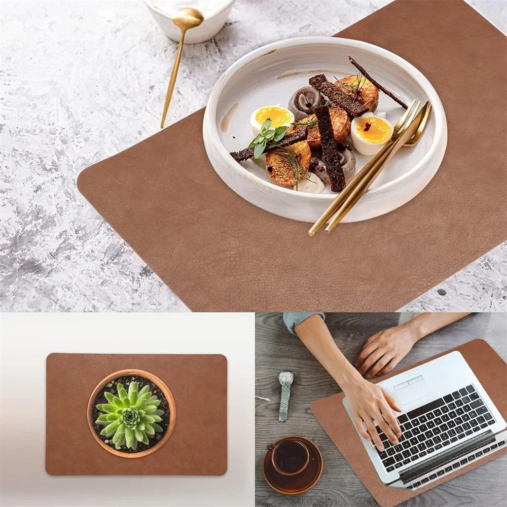Faux Leather Placemats Waterproof Heat Resistant Double Sided Dining Table Mats