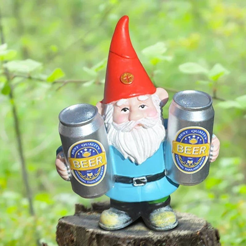 Garden Gnome Statue Holding Two Beer Mugs