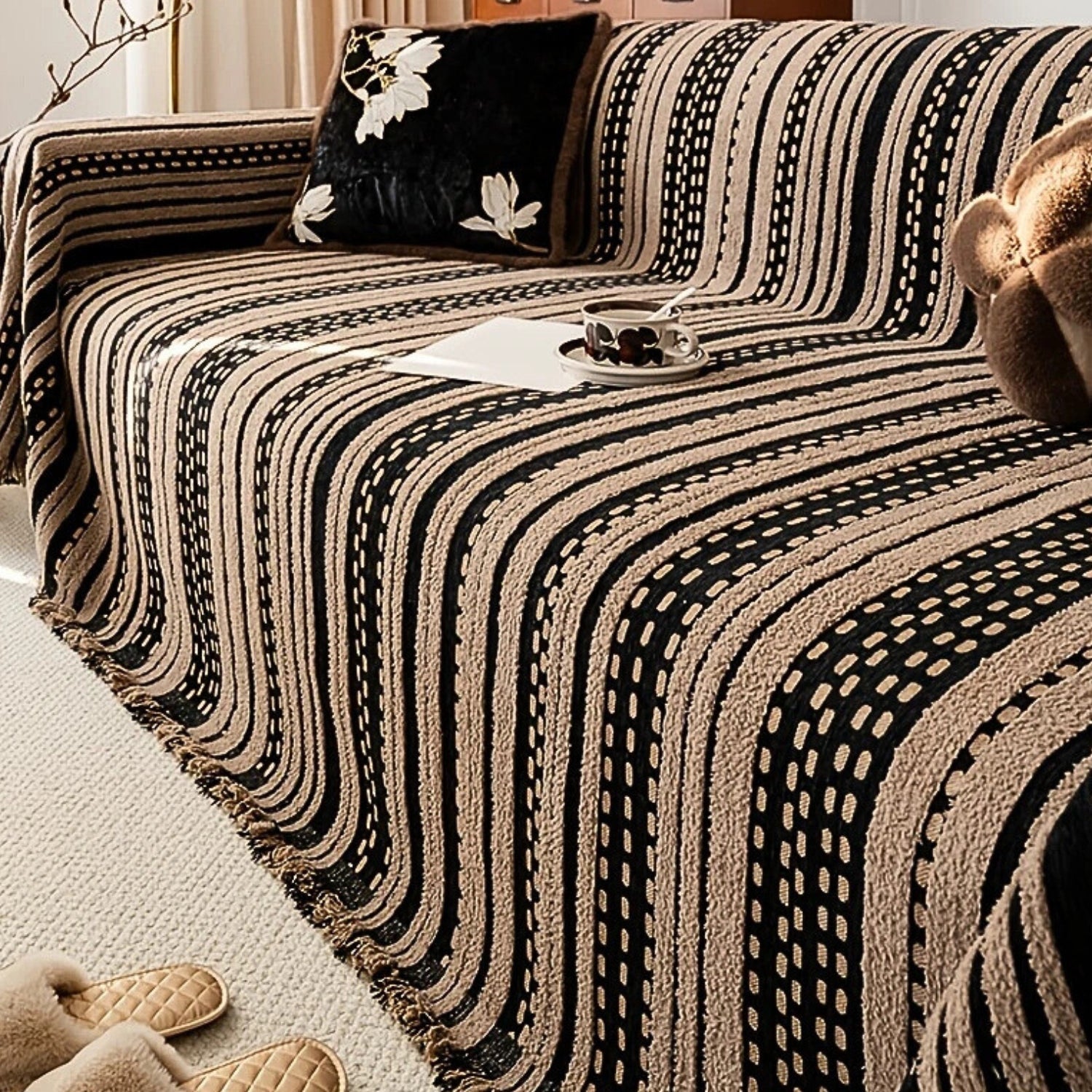 Sahara Style Plush Boho Couch Cover Blanket