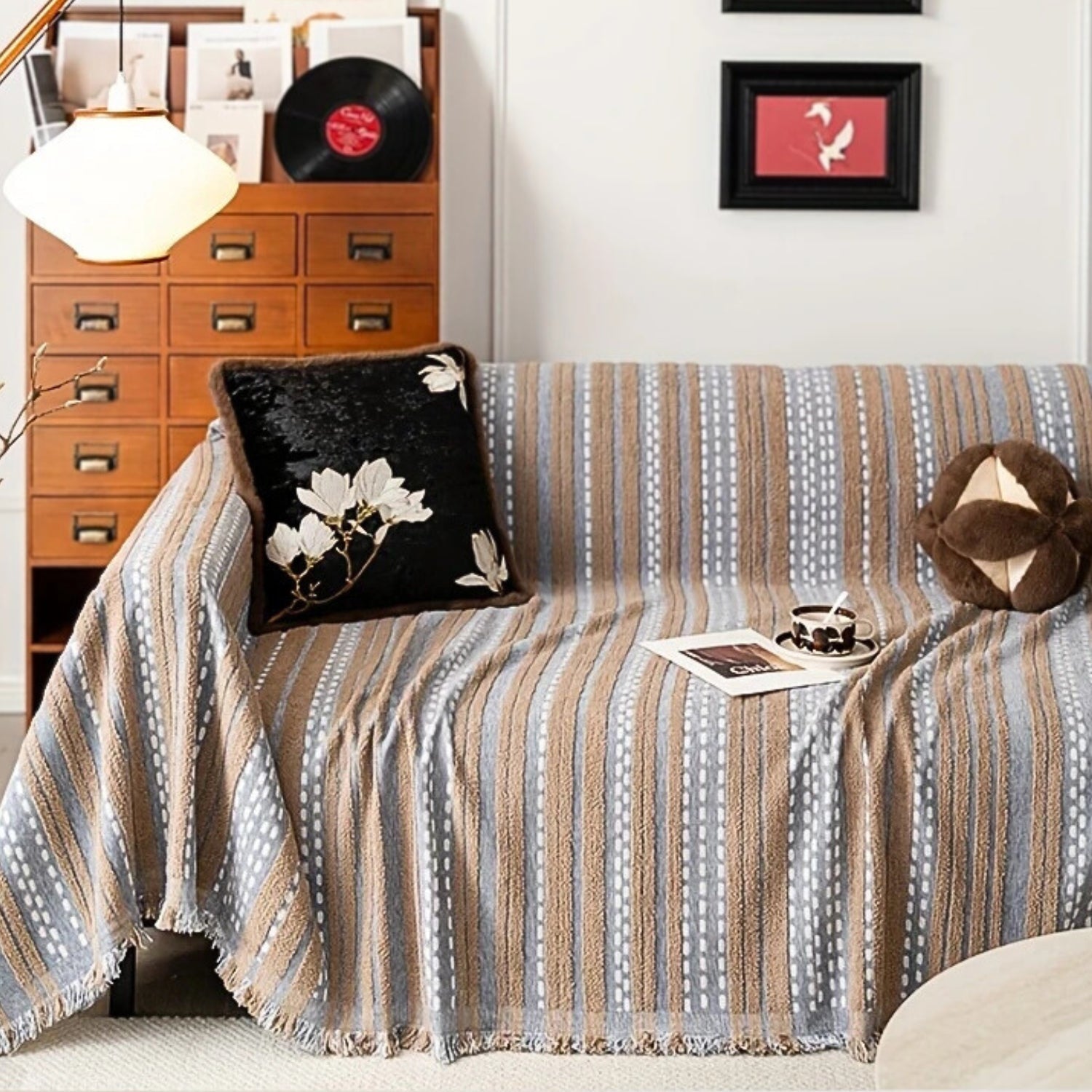 Sahara Style Plush Boho Couch Cover Blanket