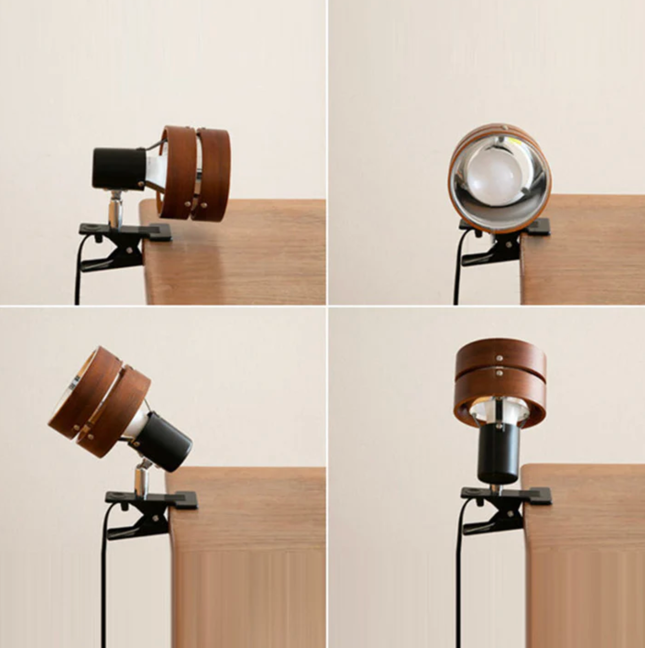 Adjustable Clip Lamp Retro Wooden Metal Desk Spotlight