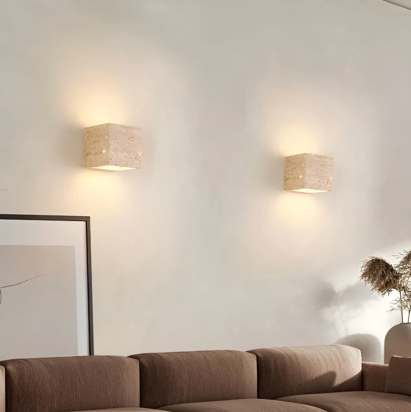 Travertine Wall Light Natural Stone Modern Minimalist Sconce