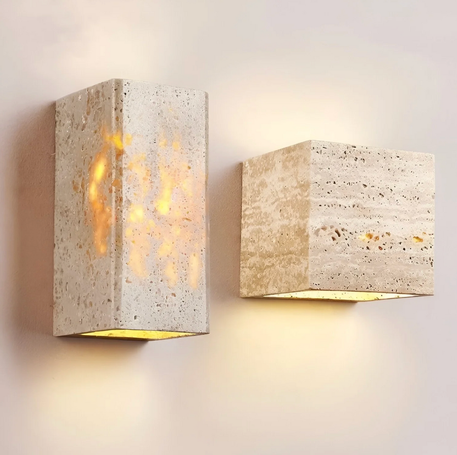 Travertine Wall Light Natural Stone Modern Minimalist Sconce