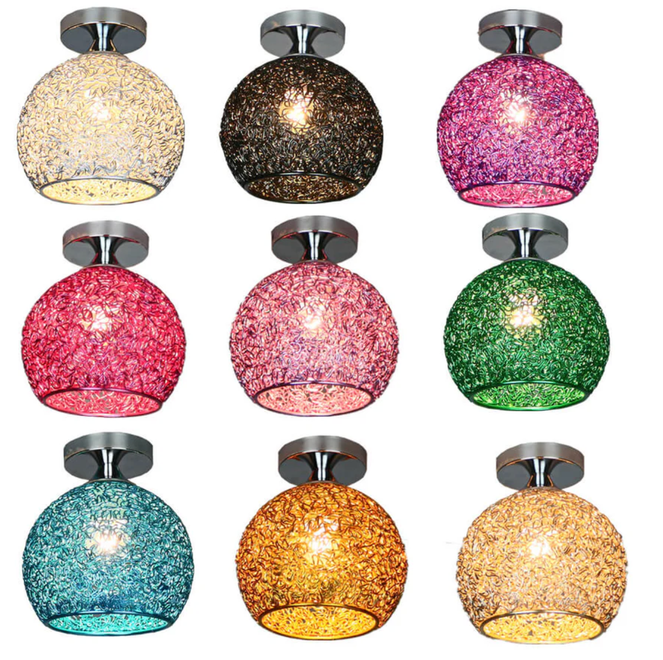 Metal Globe Ceiling Light Modern Flush Mount Lamp