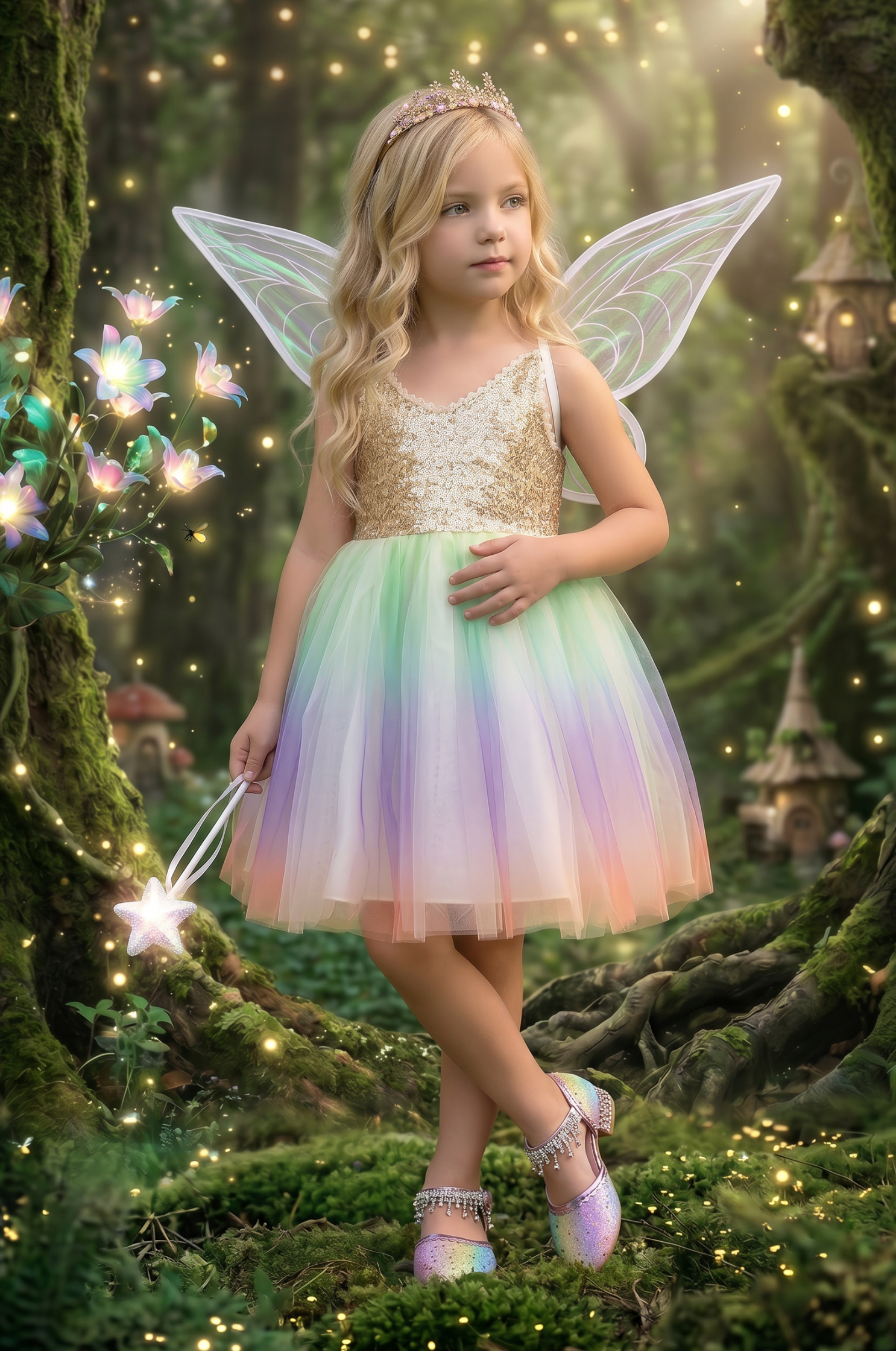 FAIRY DRESS, WINGS & WAND SET-3PC