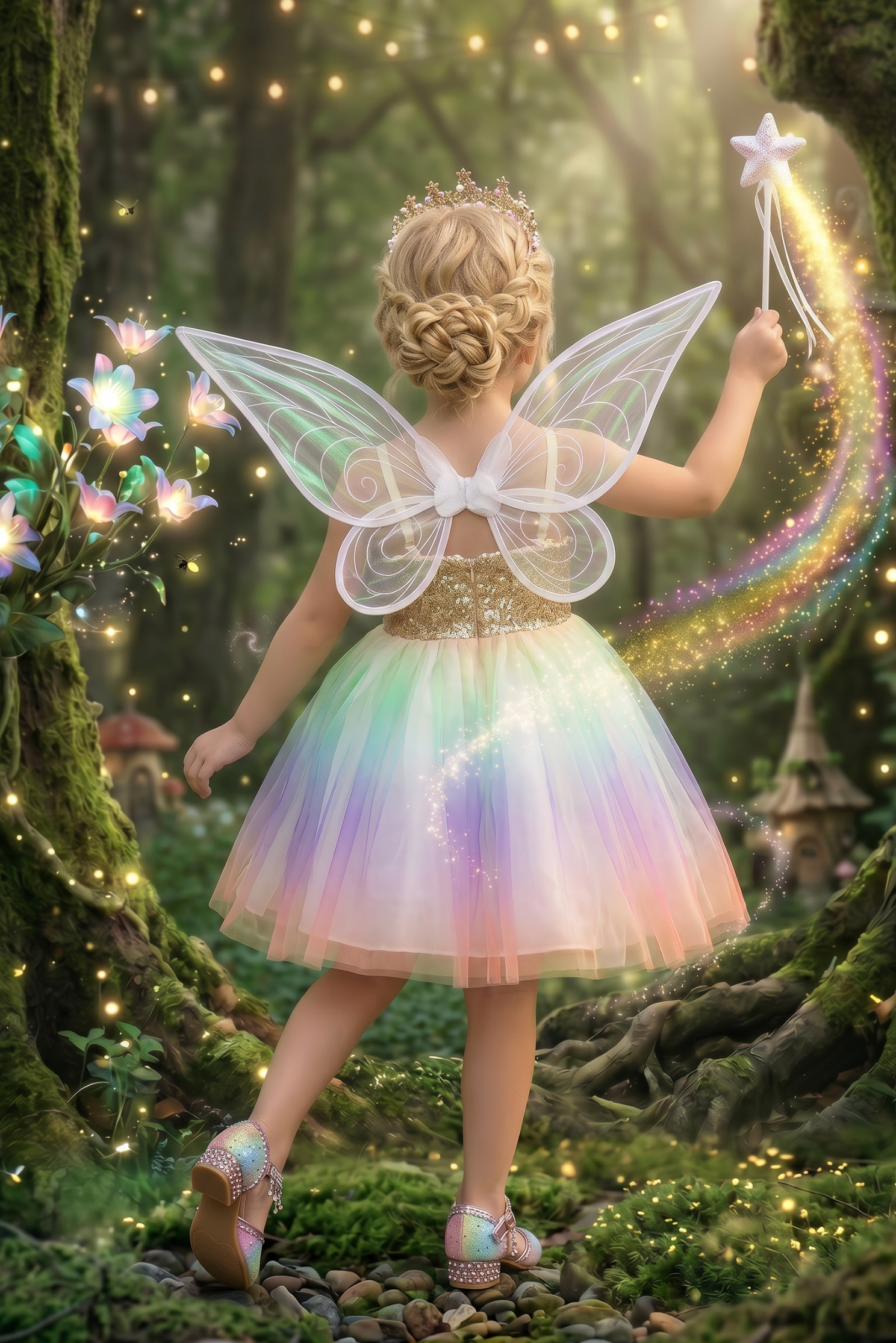 FAIRY DRESS, WINGS & WAND SET-3PC