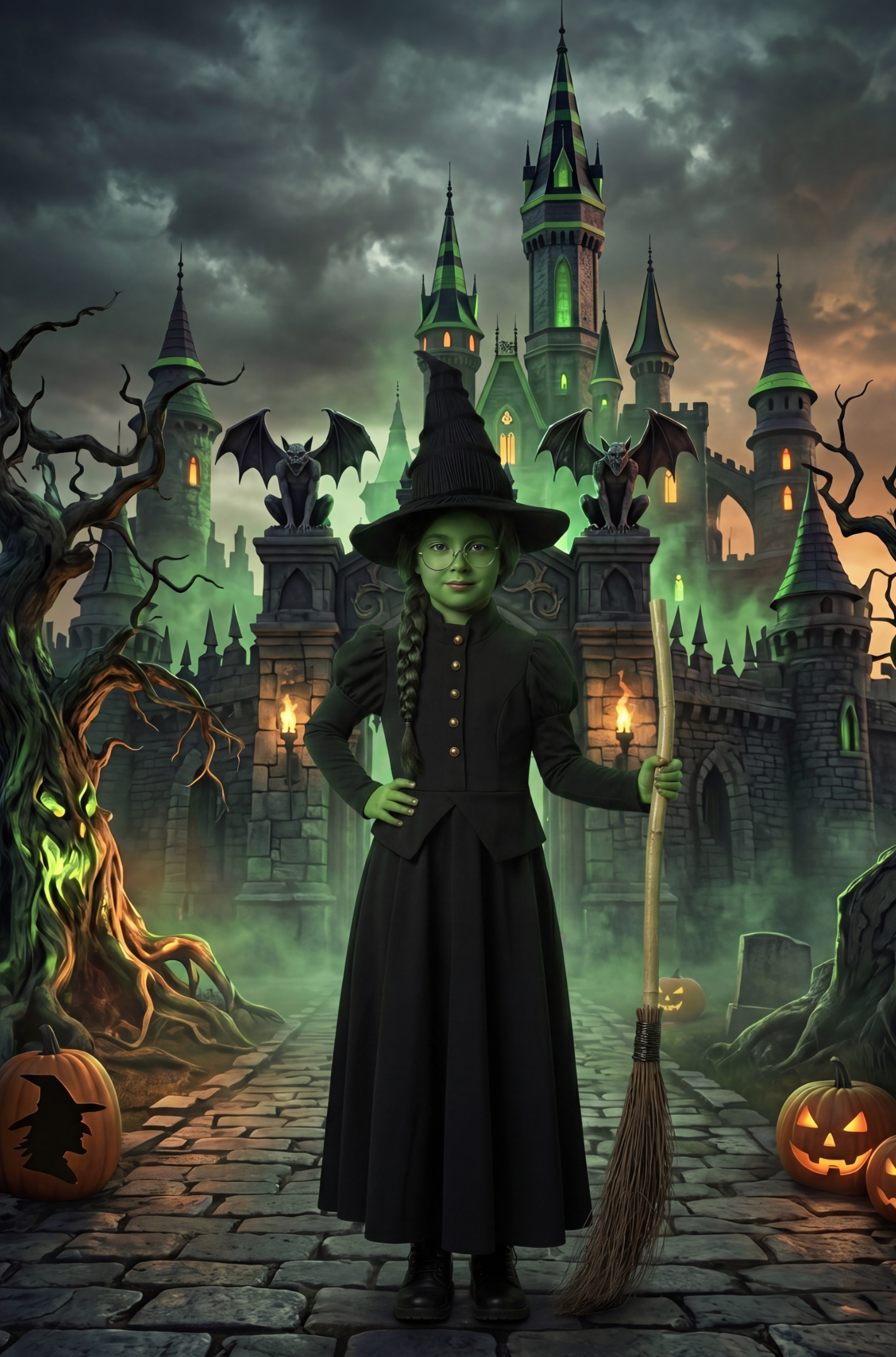 WITCH WIG & GLASSES SET