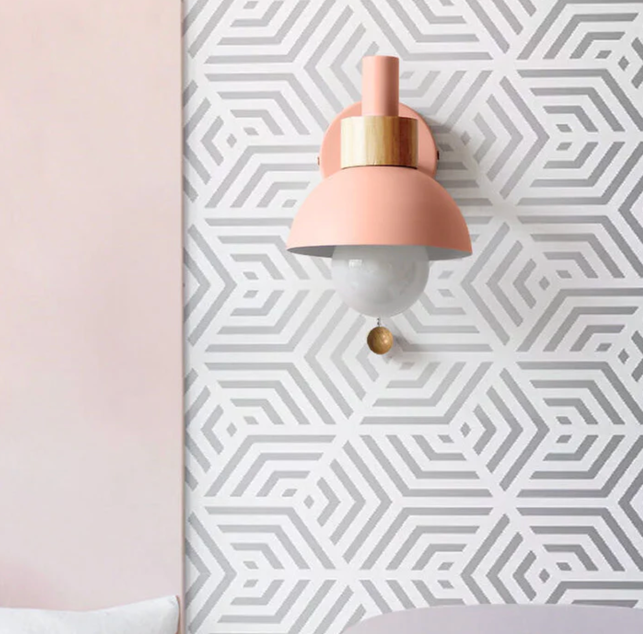Wall Light with Pull Chain Modern Wooden Accent Sconce