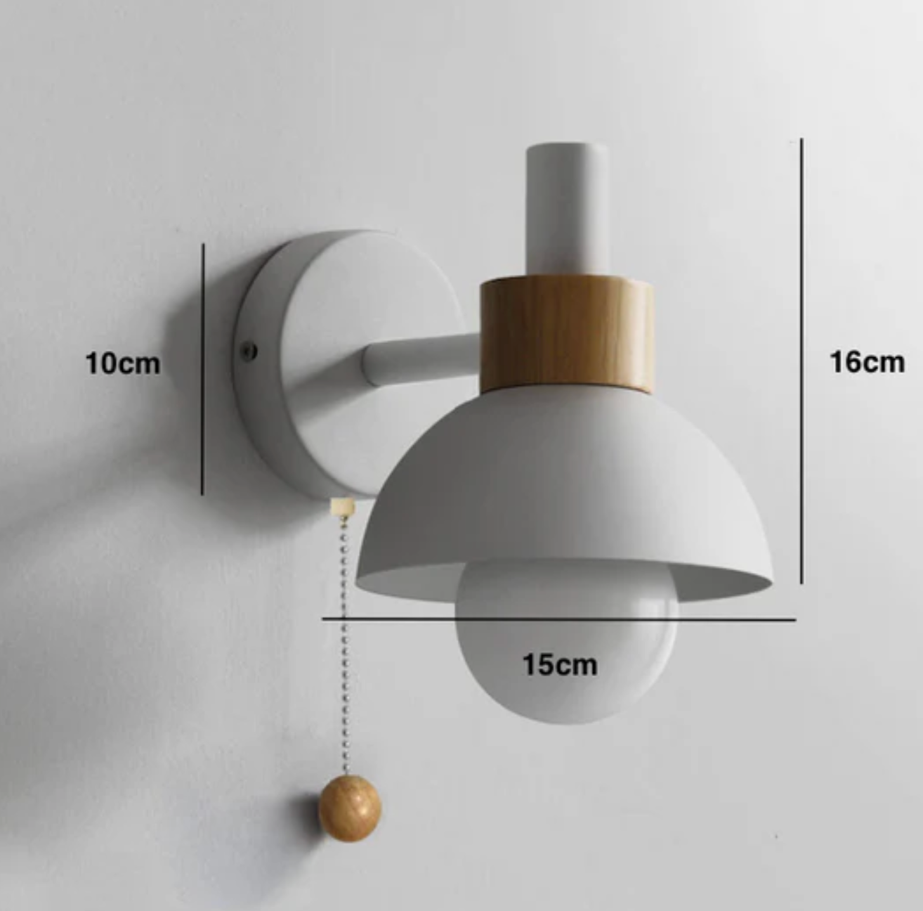 Wall Light with Pull Chain Modern Wooden Accent Sconce