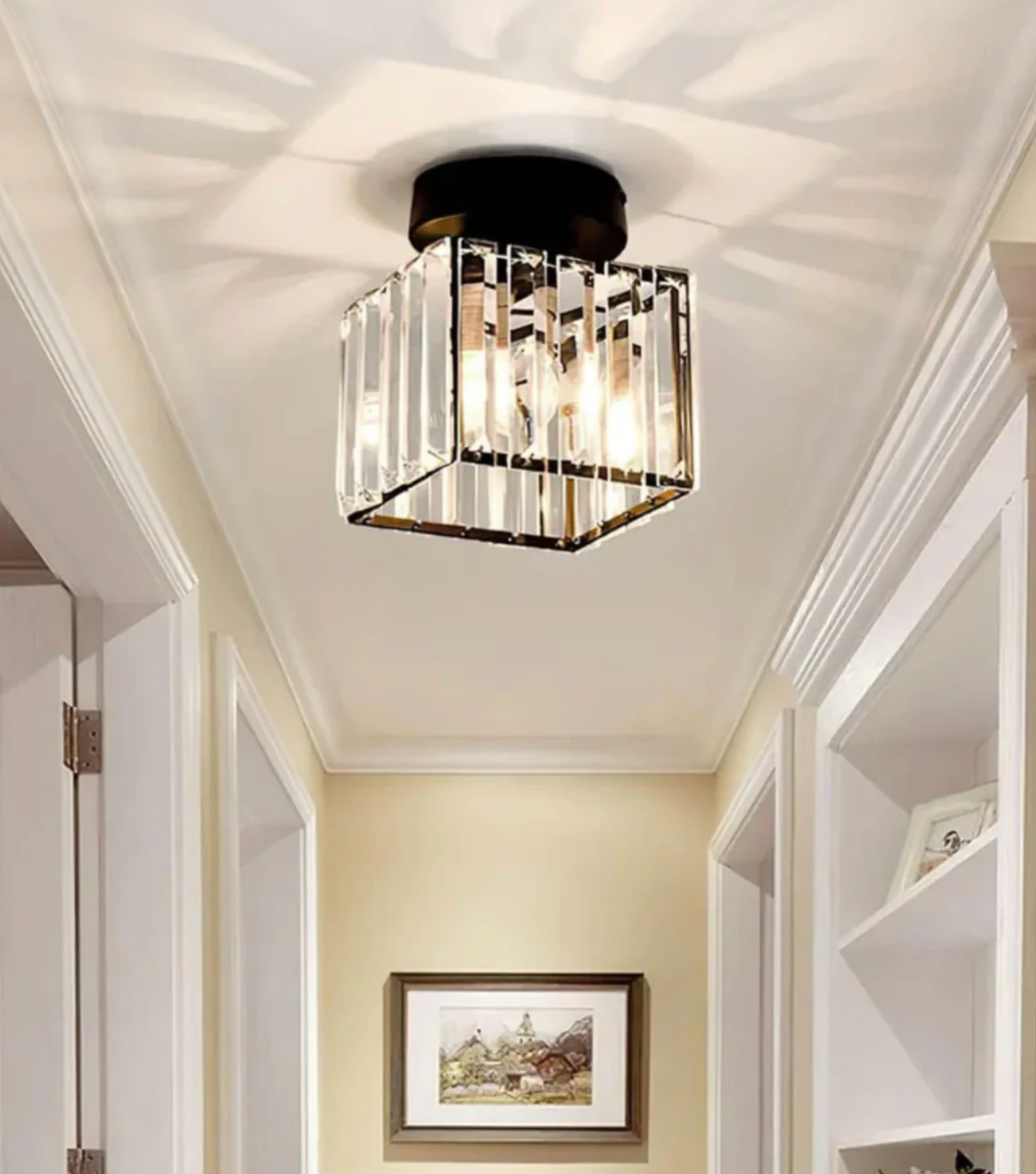 Modern Crystal Ceiling Light Glam Flush Mount Glass Lamp