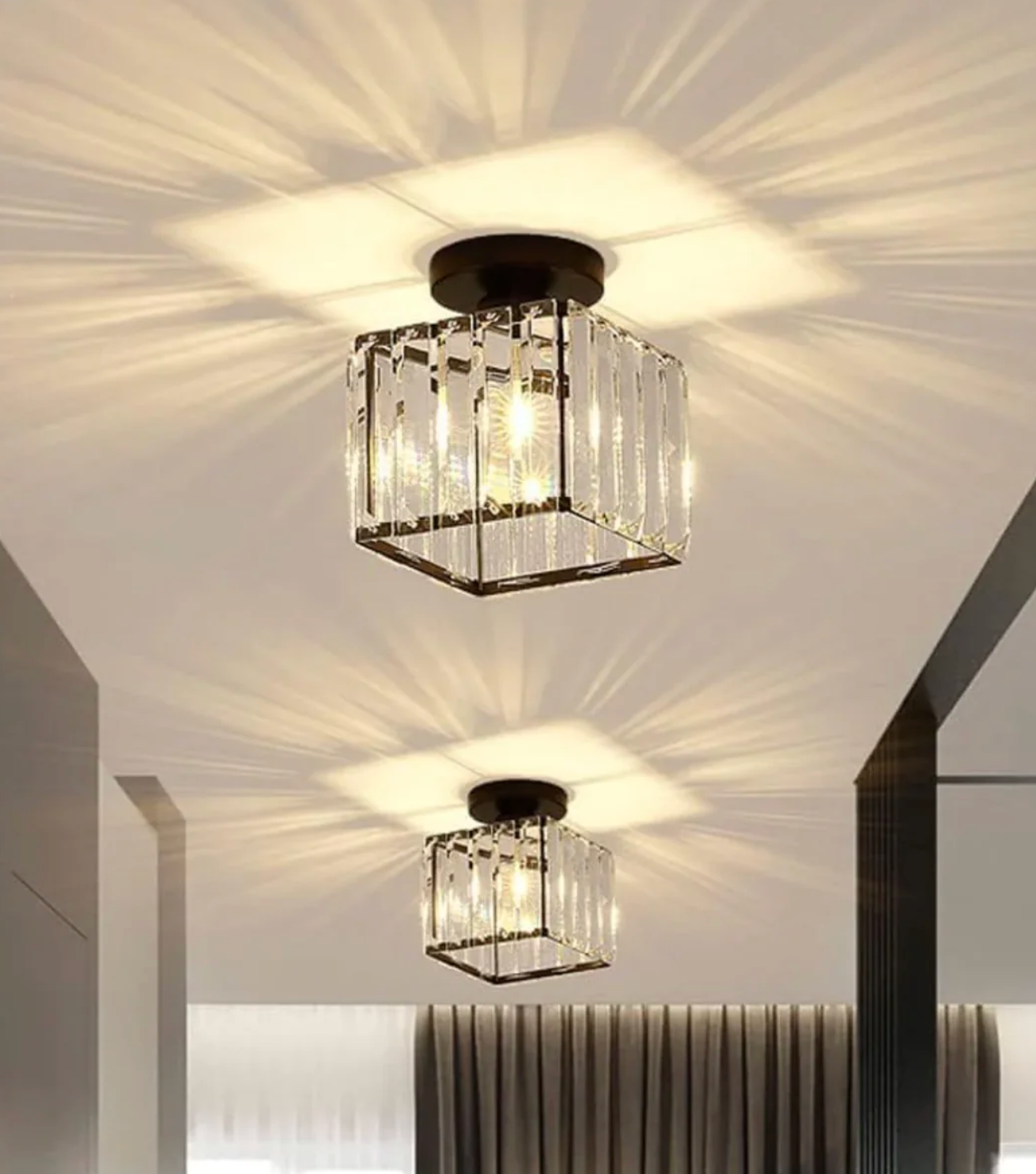 Modern Crystal Ceiling Light Glam Flush Mount Glass Lamp