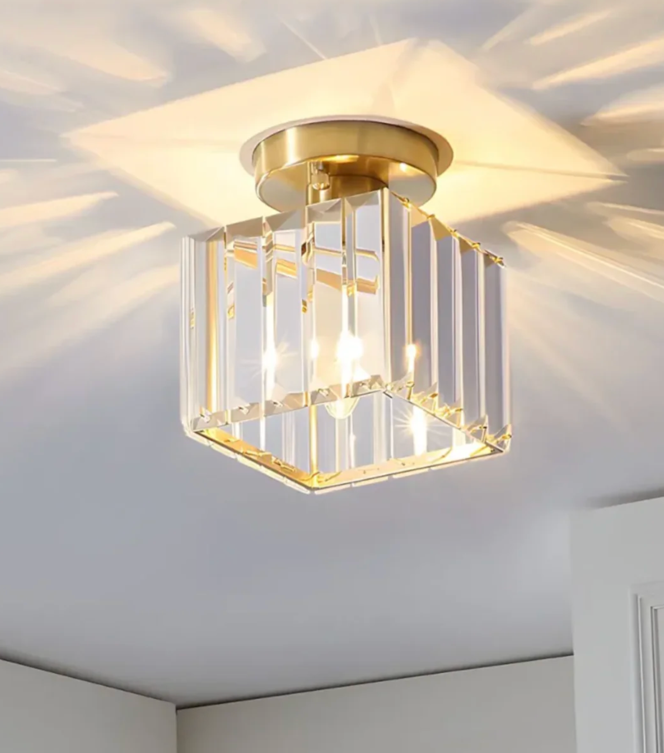 Modern Crystal Ceiling Light Glam Flush Mount Glass Lamp