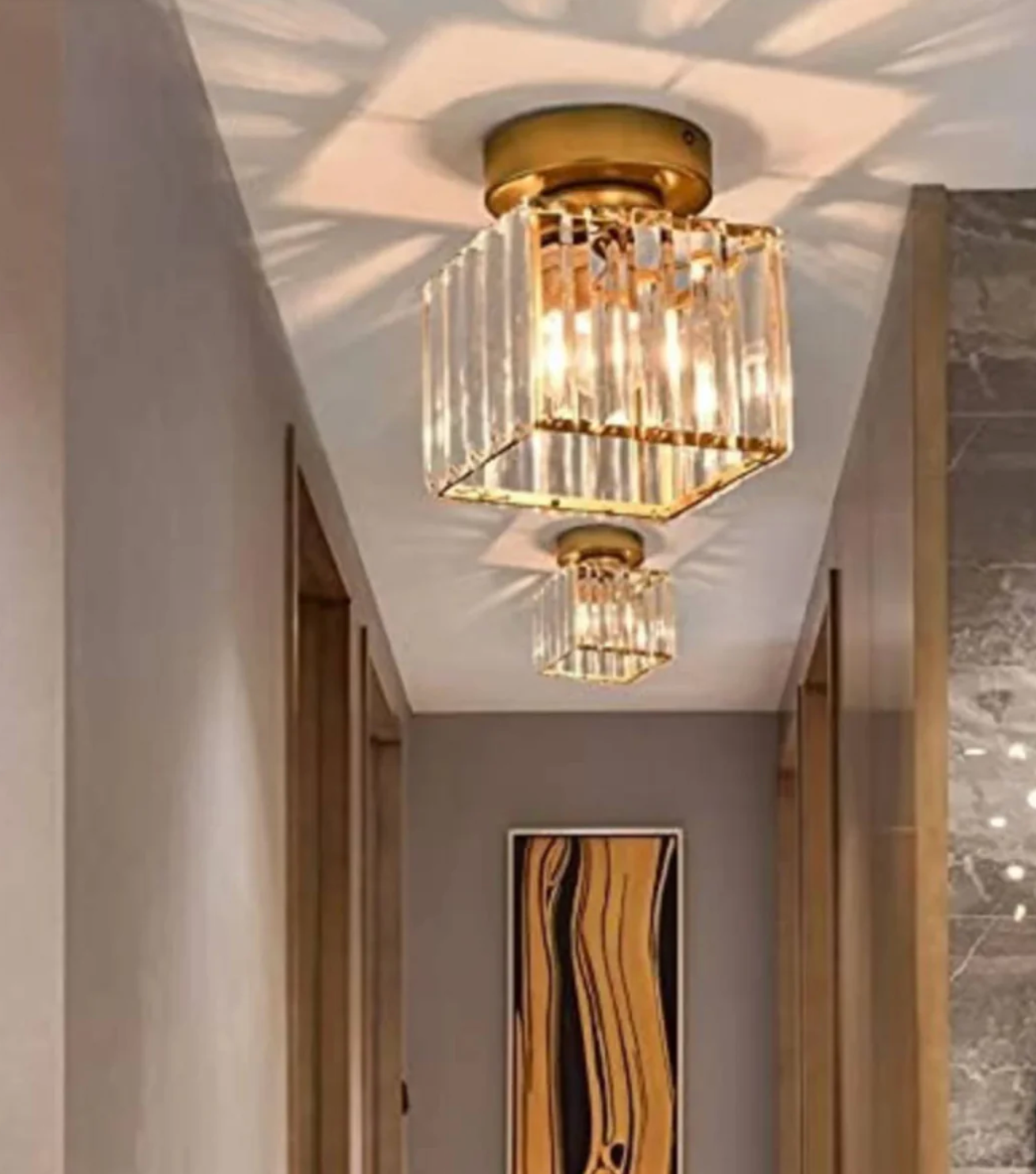 Modern Crystal Ceiling Light Glam Flush Mount Glass Lamp