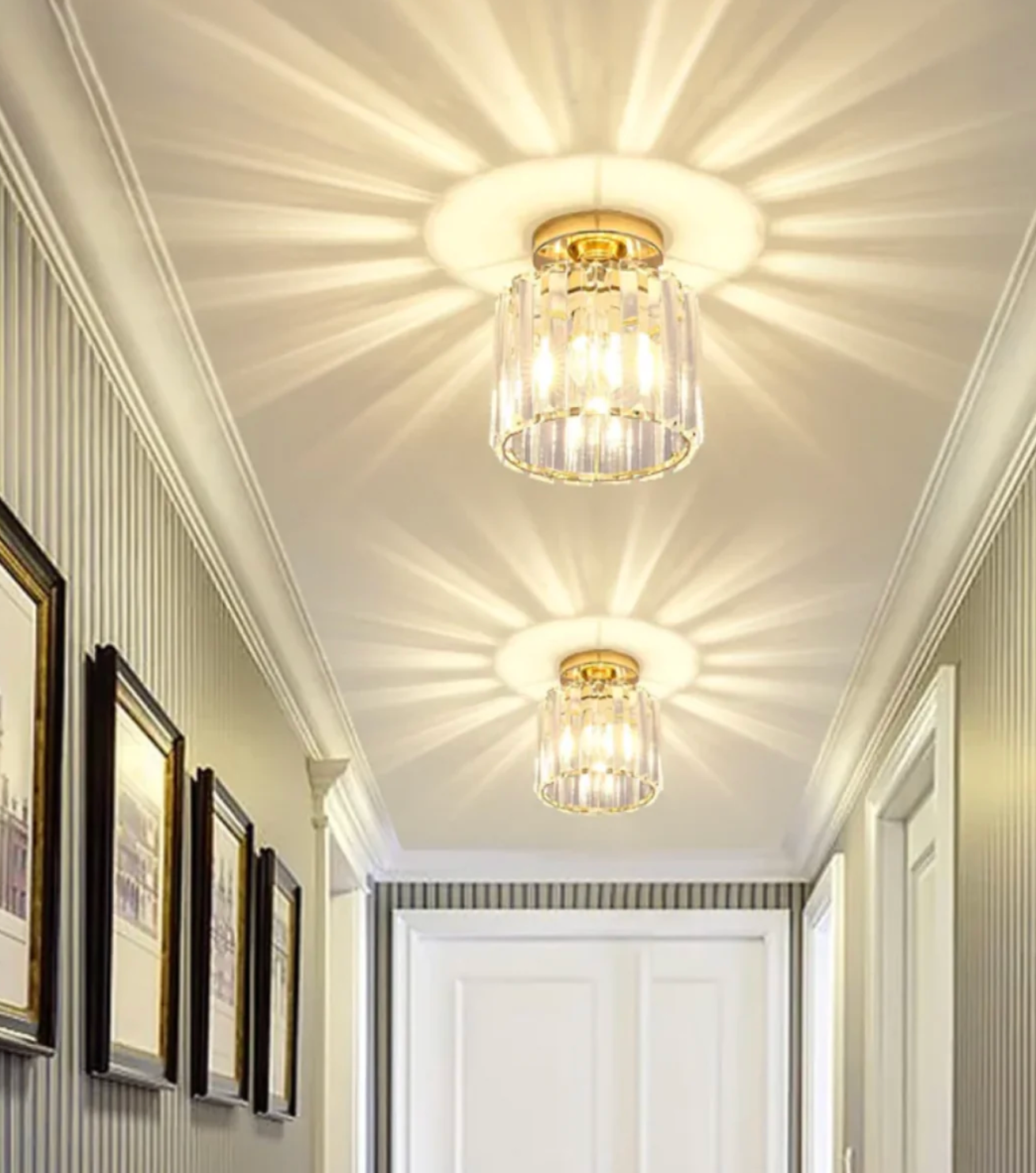 Modern Crystal Ceiling Light Glam Flush Mount Glass Lamp