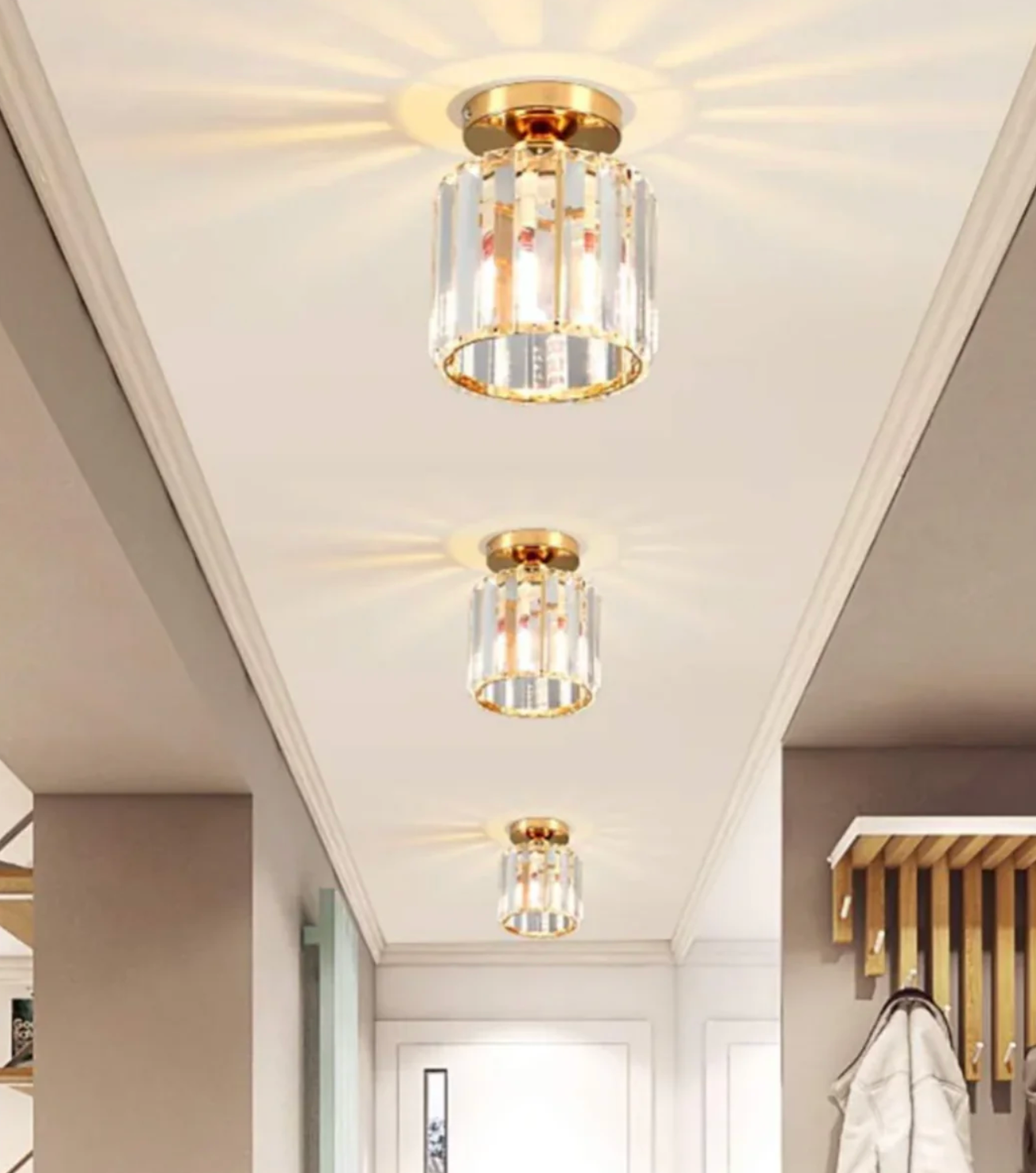 Modern Crystal Ceiling Light Glam Flush Mount Glass Lamp