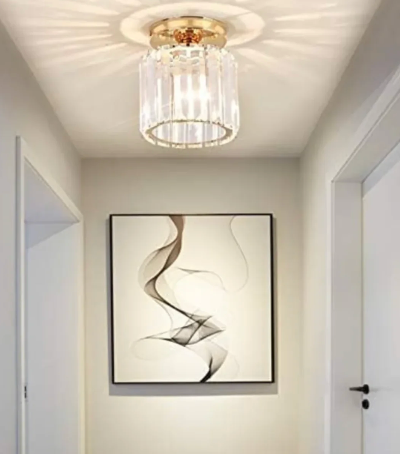 Modern Crystal Ceiling Light Glam Flush Mount Glass Lamp