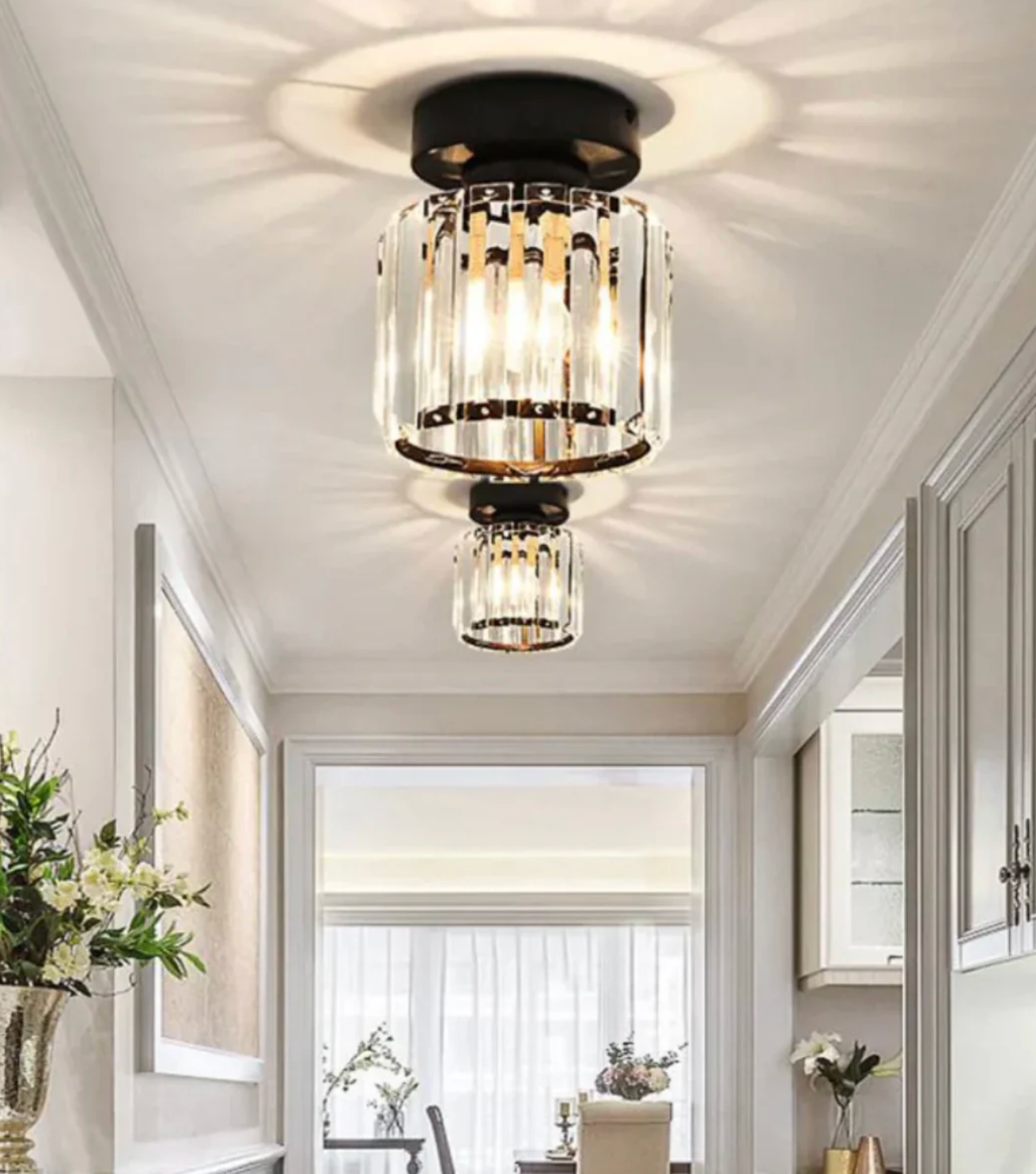 Modern Crystal Ceiling Light Glam Flush Mount Glass Lamp