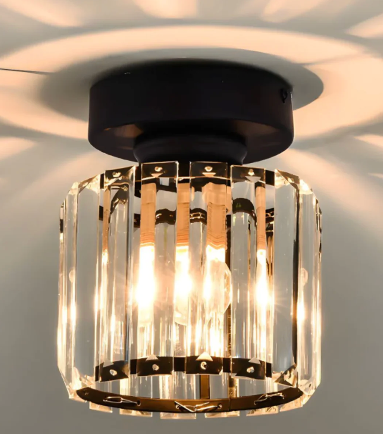 Modern Crystal Ceiling Light Glam Flush Mount Glass Lamp