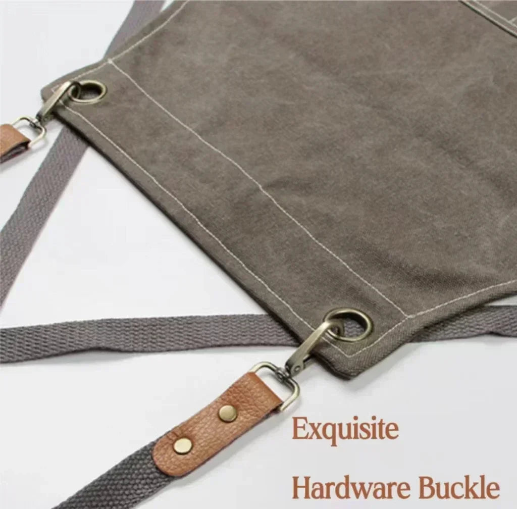 Canvas Apron Unisex Chef Work Apron Pockets Adjustable Durable