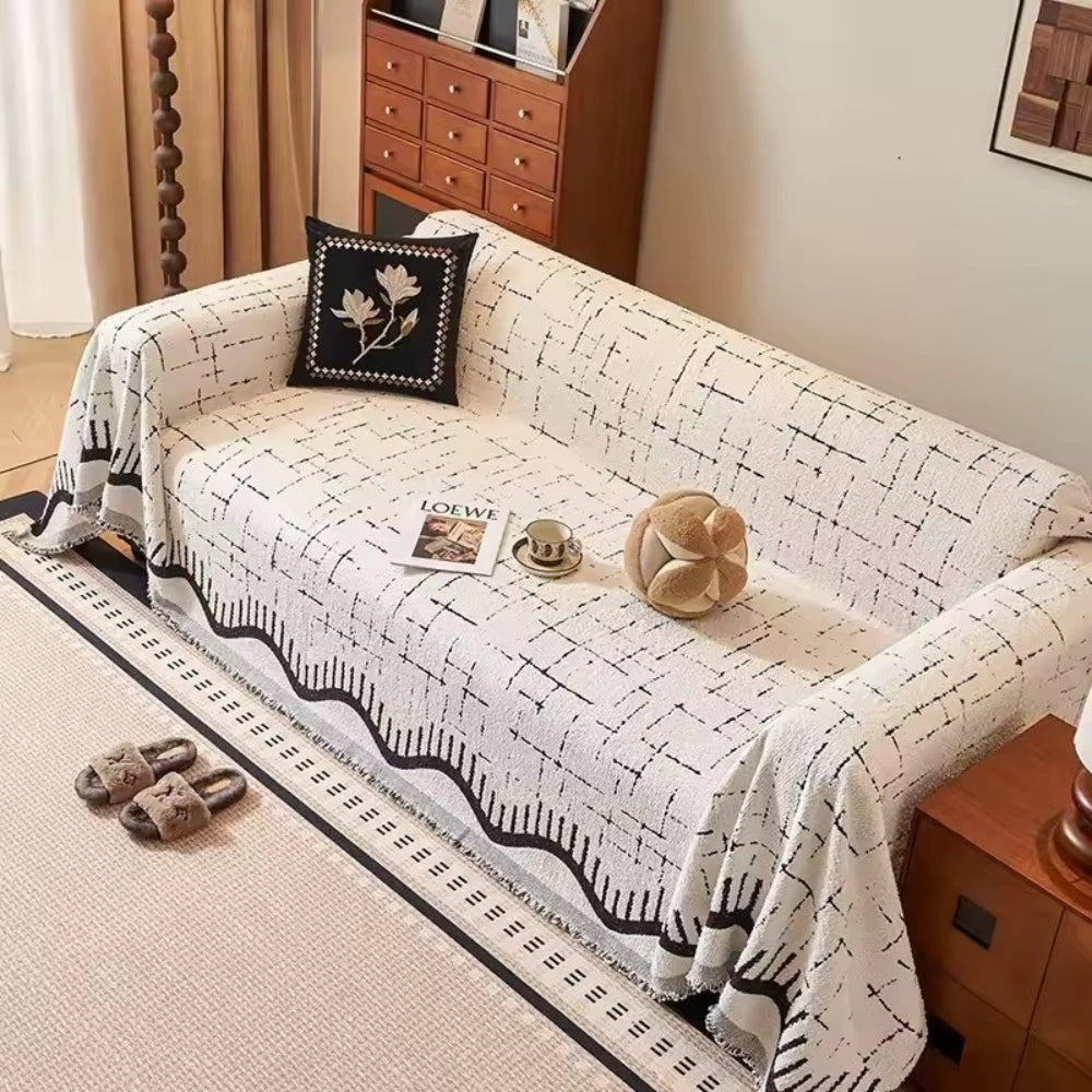 Serene Horizon Lines Couch Cover