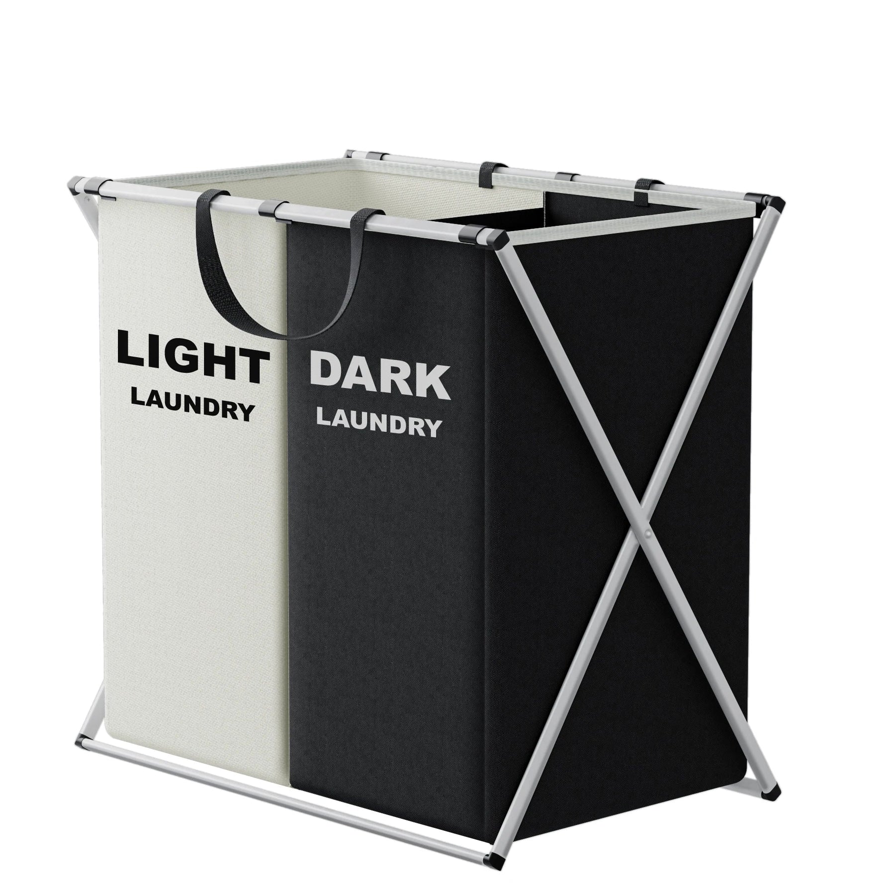 TriSort | Multi-Section Laundry Hamper | Foldable Clothes Basket with Compartments