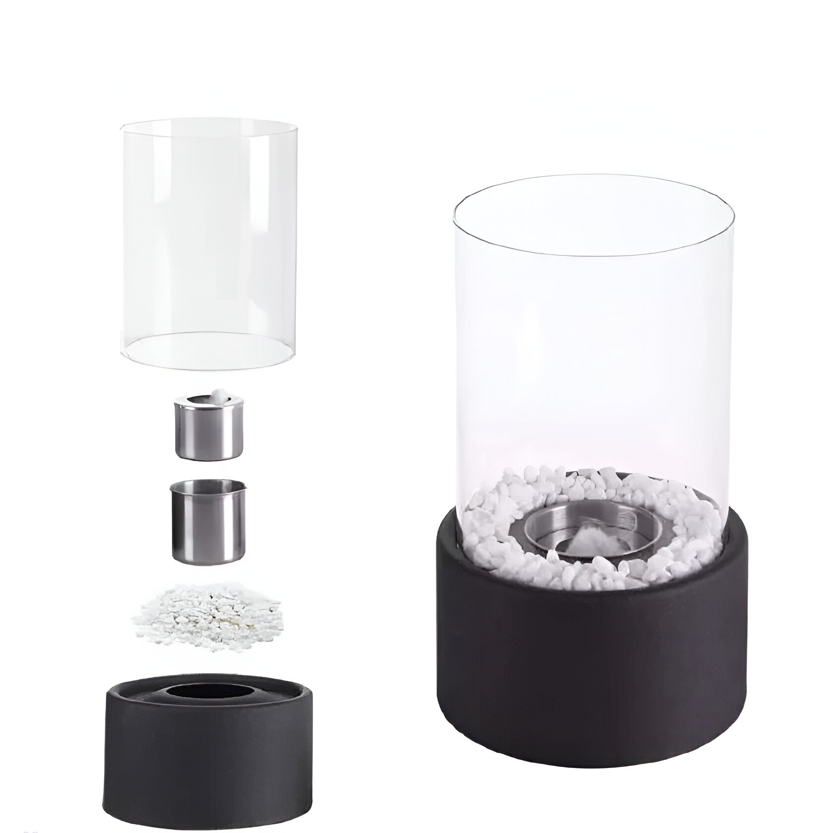 Outdoor Cylindrical Tabletop Bio Ethanol Fireplace with Glass Tube