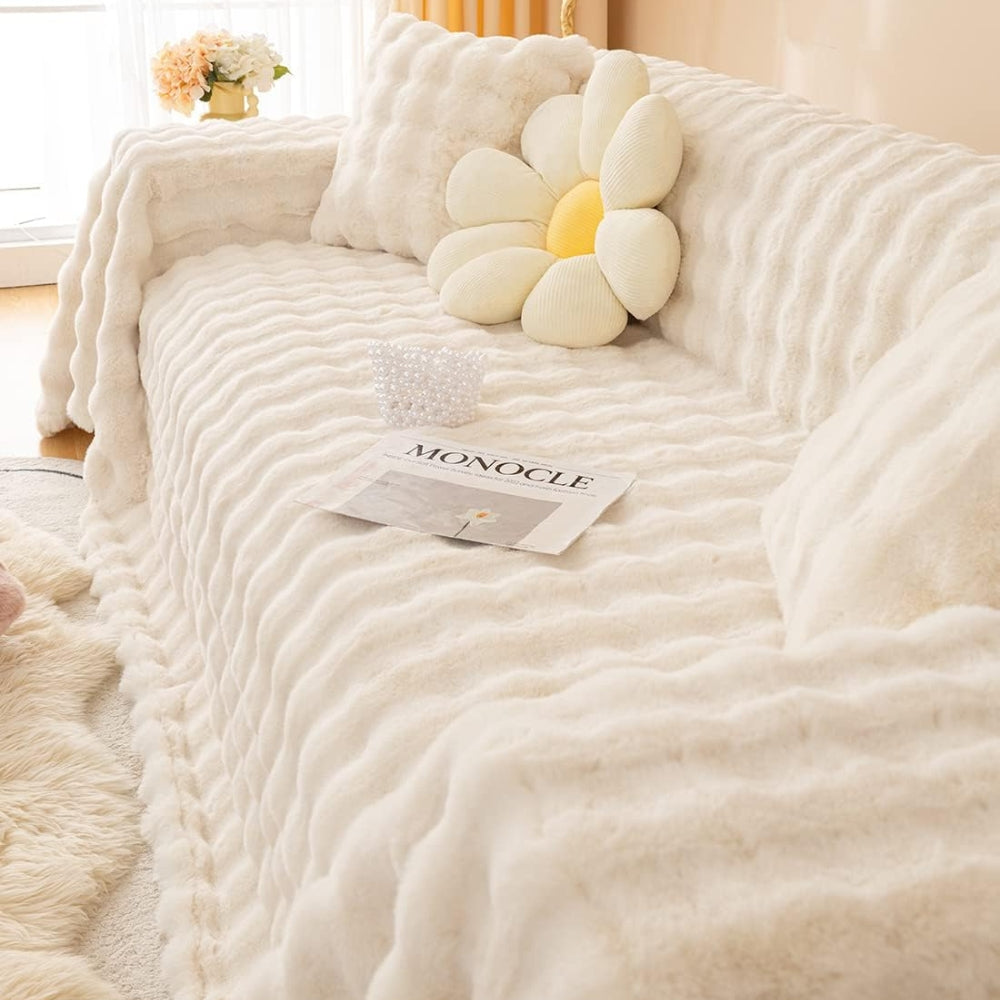 Rabbit Faux Fur Blanket Soft Couch Cover