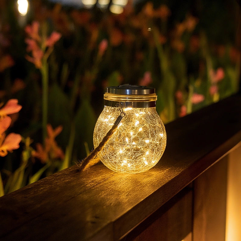 Outdoor Solar Lantern With Glass Jar Shape And Handle