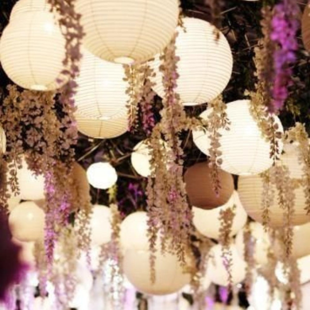 Solar Outdoor Hanging Light Round White Lantern With Light Sensor