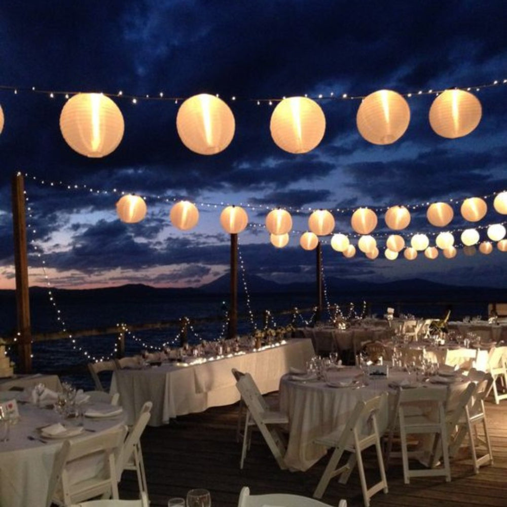Solar Outdoor Hanging Light Round White Lantern With Light Sensor
