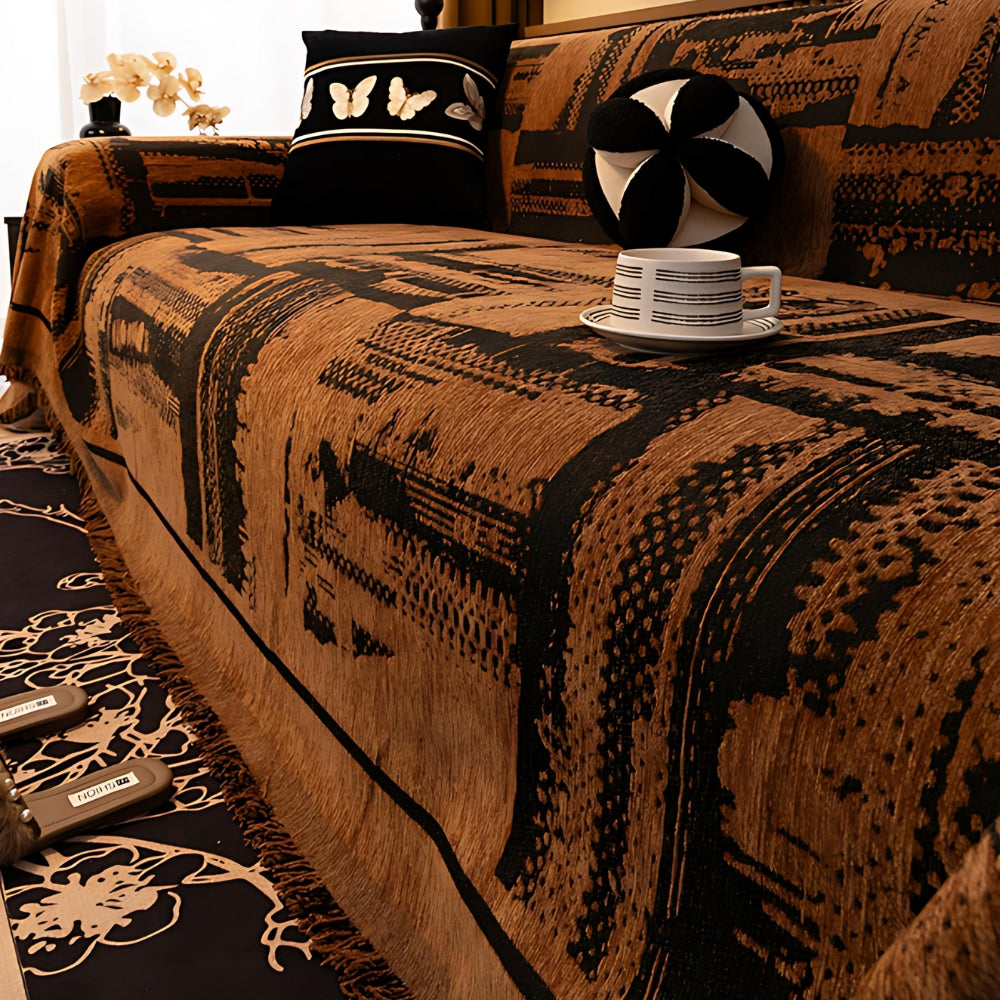 Tribal Geometric Chenille Couch Cover
