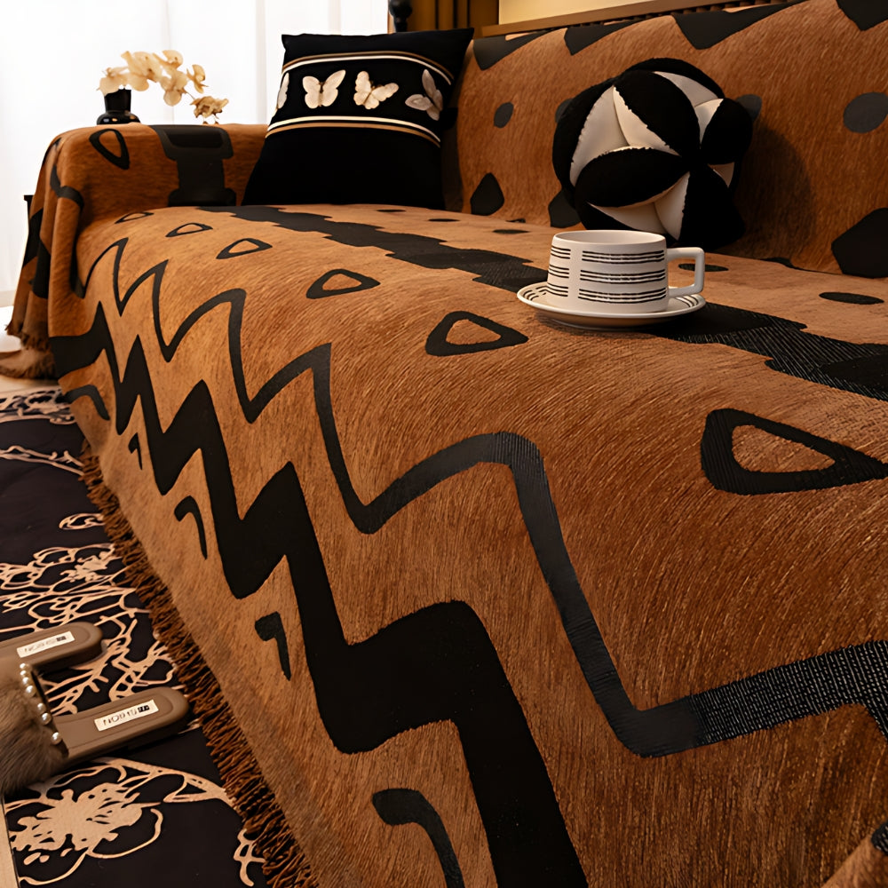 Tribal Geometric Chenille Couch Cover