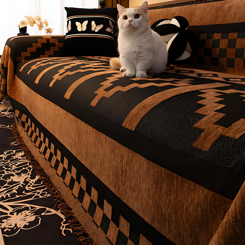 Tribal Geometric Chenille Couch Cover