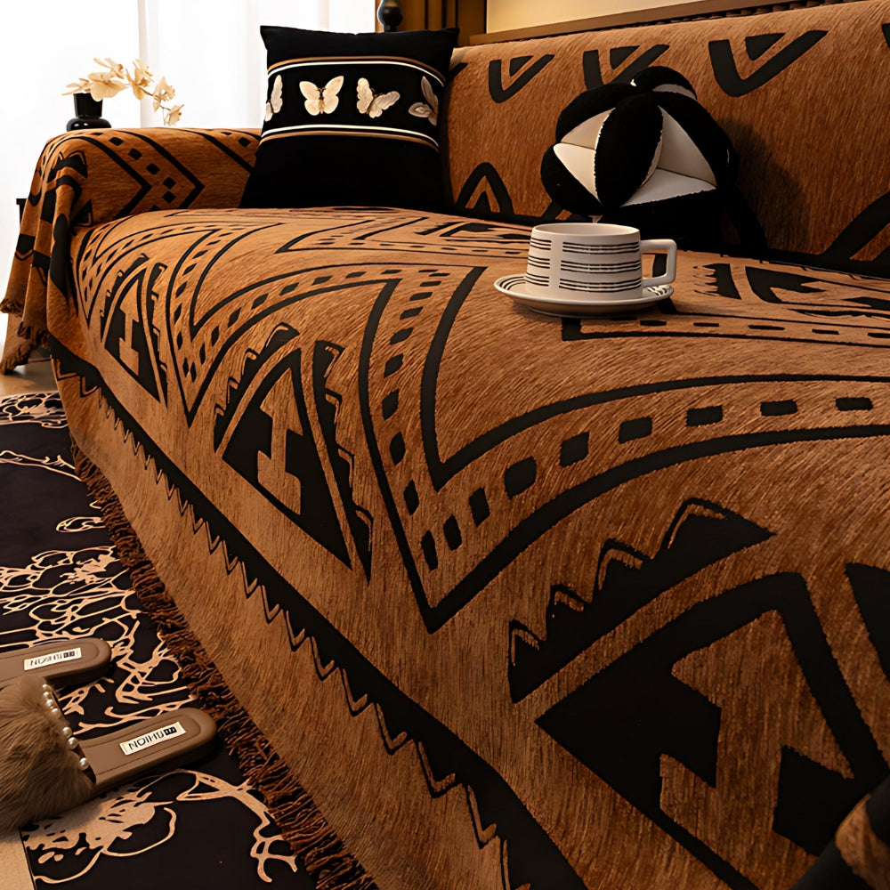 Tribal Geometric Chenille Couch Cover