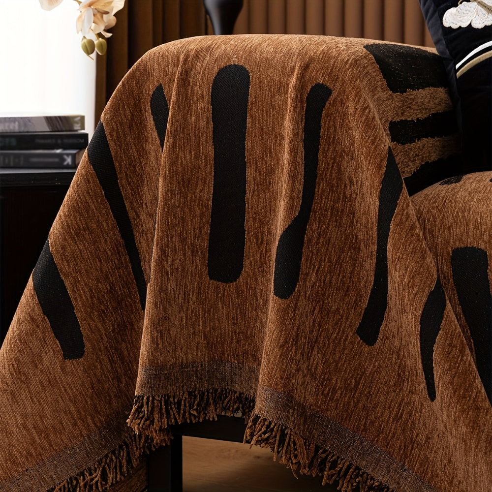 Tribal Geometric Chenille Couch Cover