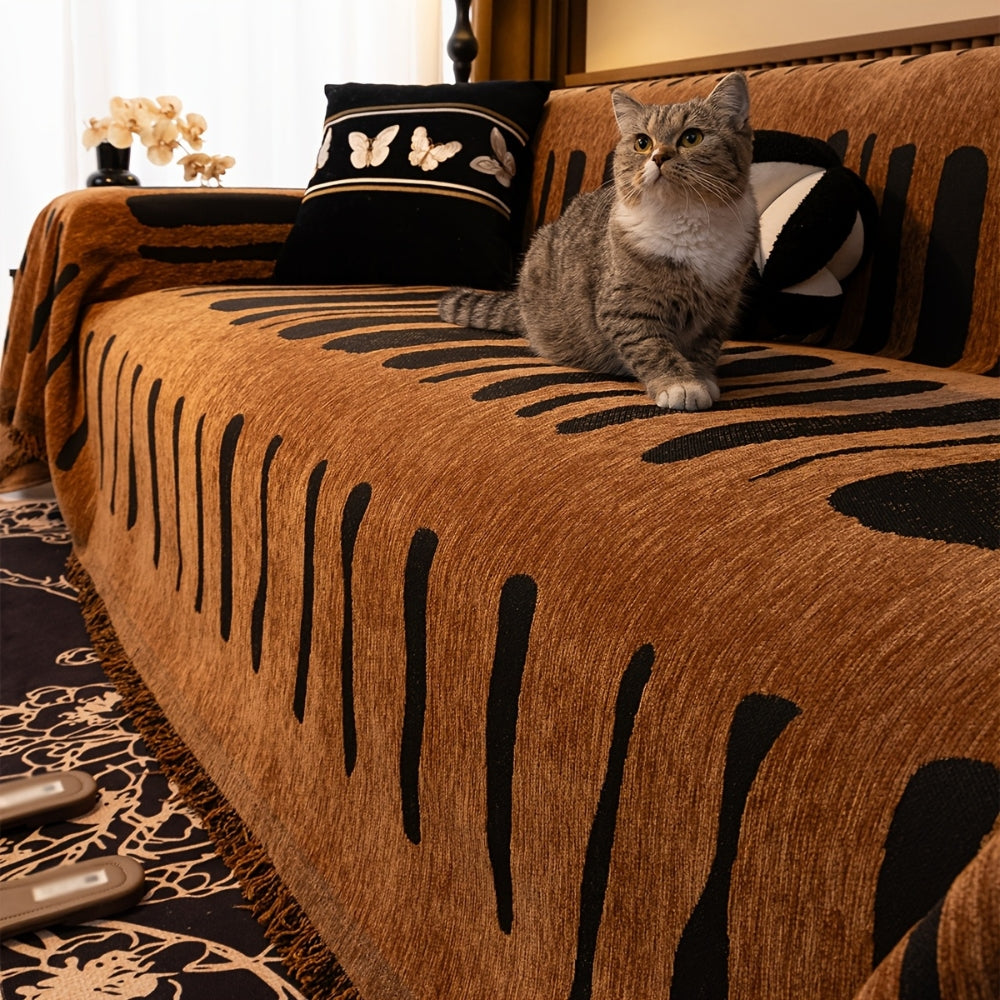 Tribal Geometric Chenille Couch Cover