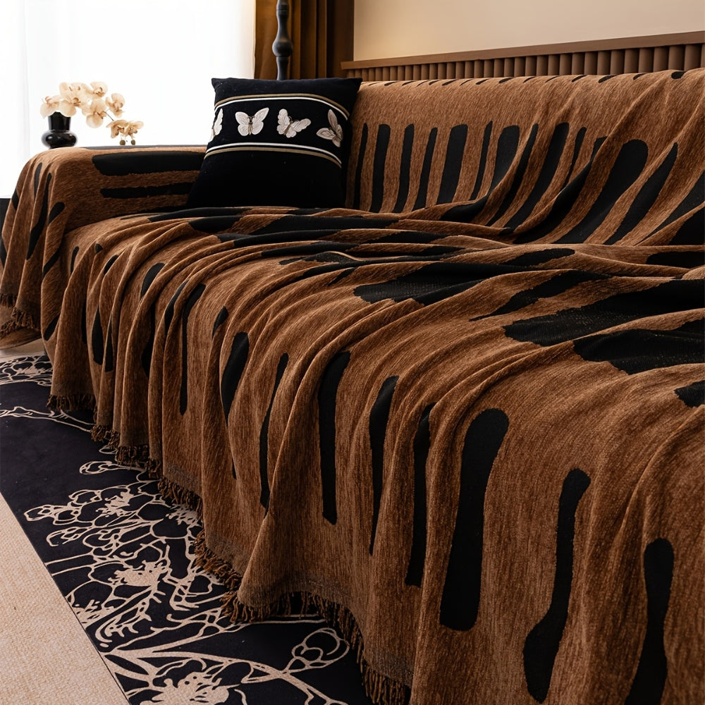 Tribal Geometric Chenille Couch Cover
