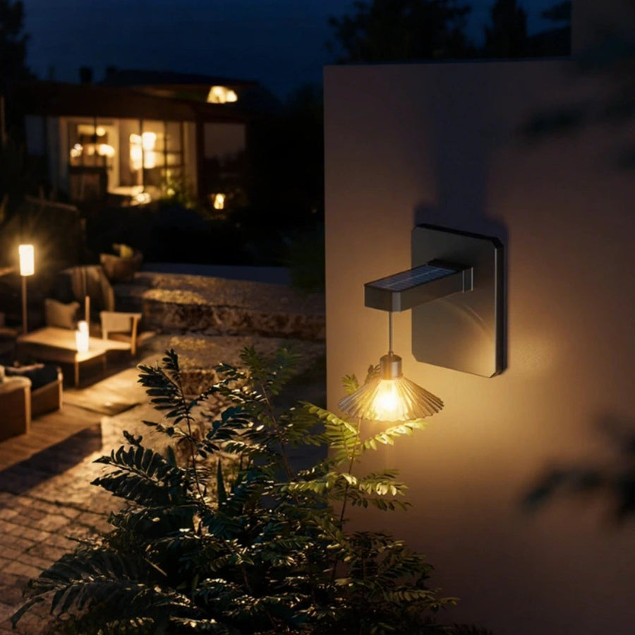 Outdoor Wall Light With Hanging Shade And Dusk Sensor