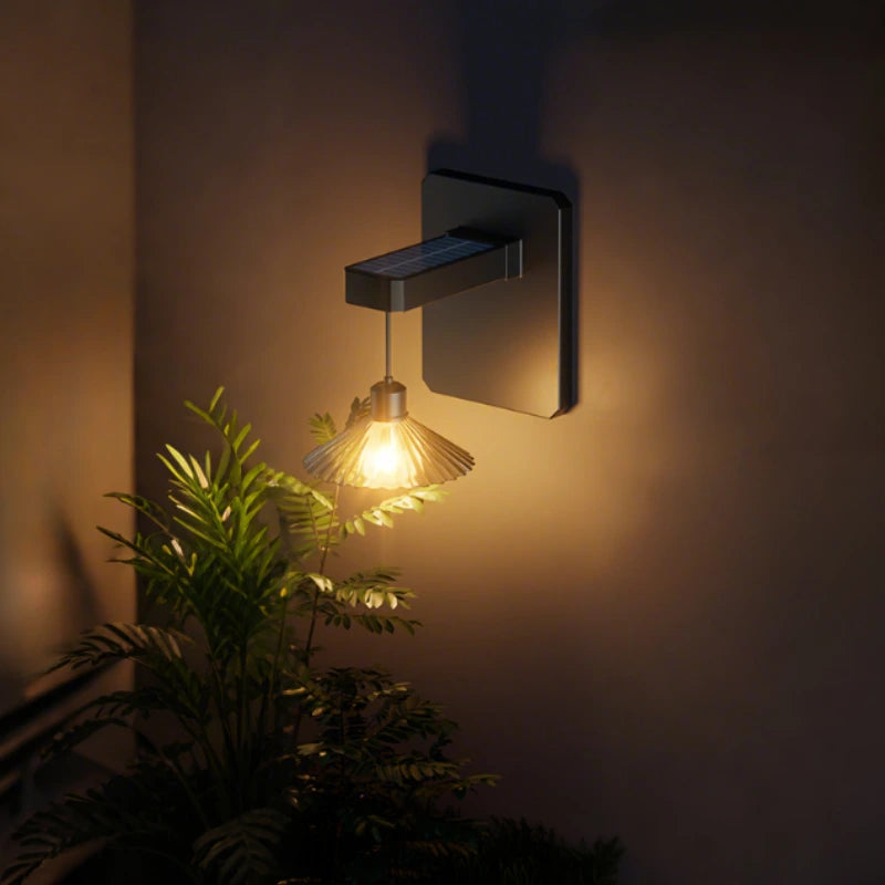 Outdoor Wall Light With Hanging Shade And Dusk Sensor